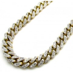10k Solid Yellow Gold Thick Diamond Miami Chain 26 Inch 9.2mm 18.52ct