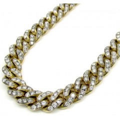 10k Solid Yellow Gold Super Thick Diamond Miami Chain 30 Inch 11.5mm 40.01ct