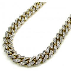 10k Solid Yellow Gold Xl Diamond Miami Chain 26 Inch 10mm 24.68ct