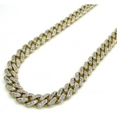 10k Solid Yellow Gold Diamond Miami Chain 20-30 Inch 7mm 7.62ct