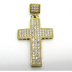 10k Yellow Gold Mini Cz Cross Pendant 1.10ct