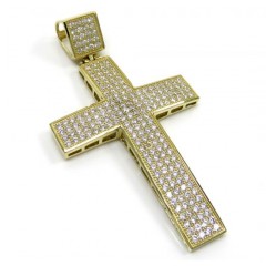 10k Yellow Gold Medium Cz Cross Pendant 1.20ct