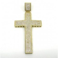 10k Yellow Gold Large Cz Cross Pendant 1.50ct