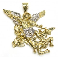 10k Yellow Gold Two Tone Super Xl Angel Vs Demon Pendant