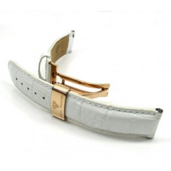 20mm Aqua Master Genuine Stainless Steel Rose Gold White Leather Band 