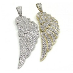 14k Unisex Gold Medium Diamond Angel Wing Pendant 2.00ct