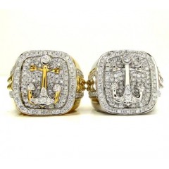 14k Yellow And White Gold Diamond Anchor Ring 1.40ct