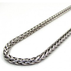 14k White Gold Hollow Skinny Wheat Franco Chain 16-24 Inch 2.2mm