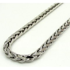 14k White Gold Medium Hollow Wheat Franco Chain 16-30 Inch 4mm