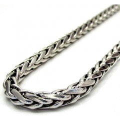 14k White Gold Large Hollow Wheat Franco Chain 28-30 Inch 4.5mm