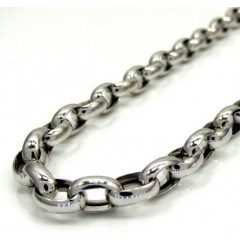 14k White Gold Hollow Oval Rolo Chain 20-22 Inch 5.5mm