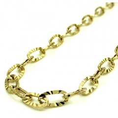 14k Yellow Gold Fancy Hollow Diamond Cut Oval Box Chain 16-20 Inch 4.5mm