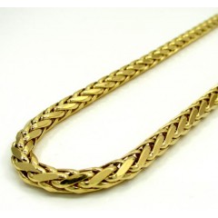 14k Yellow Gold Large Hollow Wheat Franco Chain 22-30 Inch 5mm