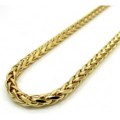 14k Yellow Gold Skinny Hollow Wheat Franco Chain 16-30 Inch 3mm