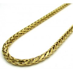 14k Yellow Gold Medium Hollow Wheat Franco Chain 16-30 Inch 4mm