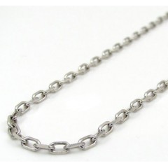14k White Gold Super Skinny Solid Elongated Cable Chain 16-24 Inch 2.2mm