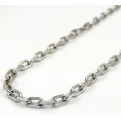 14k White Gold Skinny Solid Elongated Cable Chain 16-30 Inch 2.7mm