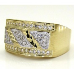 10k Yellow Gold Cz Striped Ice Ring 0.80ct