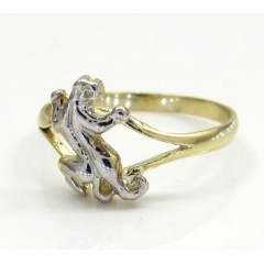 Ladies 10k Yellow Gold Two Tone Feline Jaguar Ring 