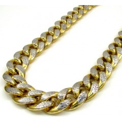 10k Yellow Gold Super Thick Reversible Two Tone Miami Chain 30 Inch 15.4mm