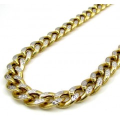 10k Yellow Gold Medium Reversible Two Tone Miami Chain 20-26 Inch 8mm