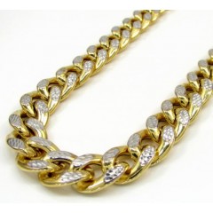 10k Yellow Gold Large Reversible Two Tone Miami Chain 22-30