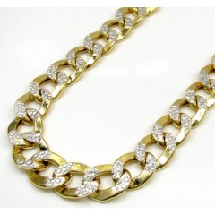 10k Yellow Gold Super Thick Hollow Two Tone Cuban Chain 20-30 Inch 10.8mm