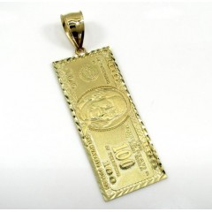 10k Yellow Gold Medium Hundred Dollar Bill Plate 