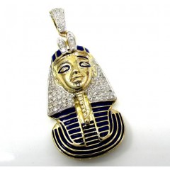 10k Yellow Gold Pharaoh Sphinx Pyramid Pendant .63ct