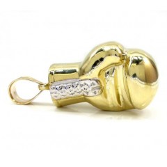 10k Yellow Gold Two Tone Medium Boxing Glove Pendant 