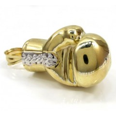 10k Yellow Gold Two Tone Large Boxing Glove Pendant 