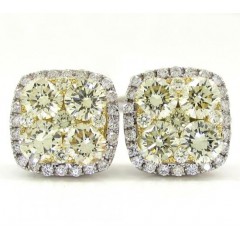 18k White Gold Natural Canary Diamond Earrings 3.40ct