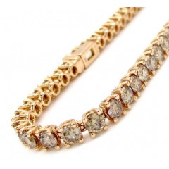 18k Rose Gold Champagne Diamonds Tennis Bracelet 7 Inch 6.83ct