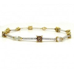 18k White And Yellow Gold Ladies Multi Diamond Tennis Bracelet 7.50 Inch 5.68ct