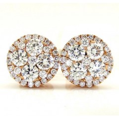 18k Rose Gold Fancy Diamond Cluster Earrings 0.95ct