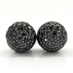 18k White Gold Black Diamond Sphere Earrings 1.30ct