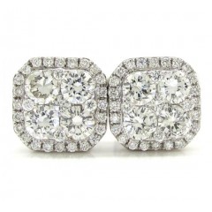 18k White Gold Fancy Diamond Cluster Earrings 1.21ct