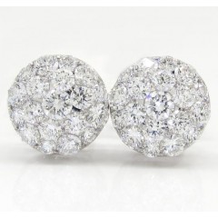 18k White Gold Fancy Dome Shaped Cluster Earrings 2.21ct