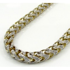 10k Yellow Gold Two Tone Fully Iced Diamond Franco Chain 26 Inch 6mm