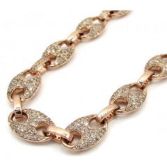 14k Solid Rose Gold Champagne Diamonds Gucci Puff Chain 24