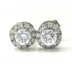 14k White Gold Diamond Cluster Earrings 0.75ct