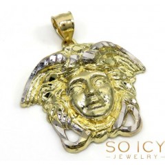 10k Two Tone Gold Small Medusa Head Pendant  