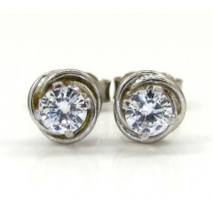 Ladies 18k White Gold Flower Diamond Stud Earrings 0.50ct