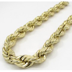 Mens 10k Yellow Gold Solid Diamond Cut Rope Bracelet 8.75