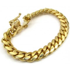 10k Yellow Gold Thick Miami Bracelet 8.50 Inch 11.20mm