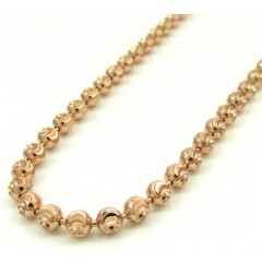 14k Solid Rose Gold Moon Cut Bead Chain 16-30 Inch 3mm