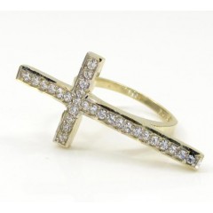 10k Yellow Gold Cz Cross Ring 0.55ct
