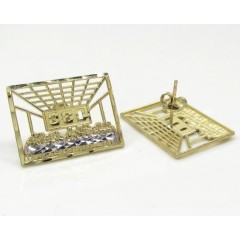 10k Yellow Gold Two Tone Jesus Apostles Last Supper Cage Earrings