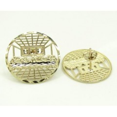 10k Yellow Gold Two Tone Jesus Apostles Last Supper Round Cage Earrings