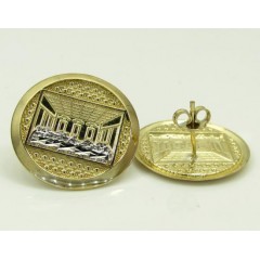 10k Yellow Gold Two Tone Jesus Apostles Last Supper Round Earrings